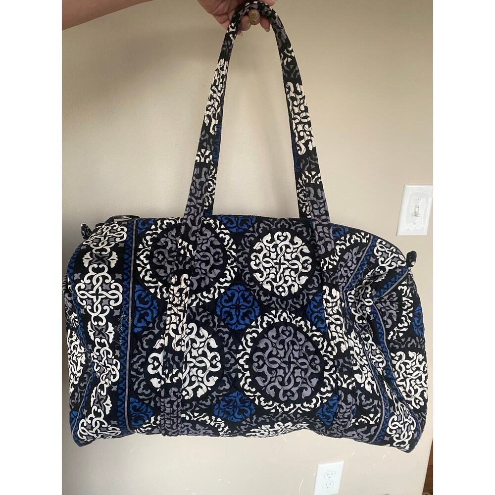Vera Bradley Canterbury Large Duffle Cobalt Retired Zip Top Perfect Condition